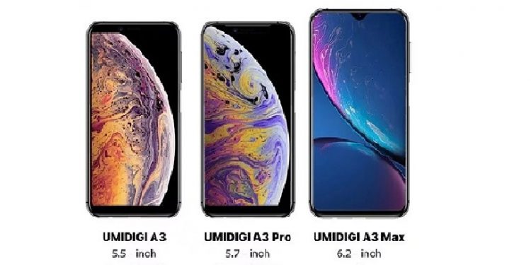 Membandingkan (Bocoran) Desain UMIDIGI A3 dengan iPhone XS, XS Max dan XR