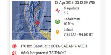 Sehari Tiga Gempa